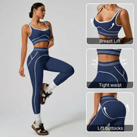 Women's Seamless Yoga Set - Sports Bra & High Waist Leggings Activewear for Gym Workout Fitness Exercise Stretch Athletic Outfit
