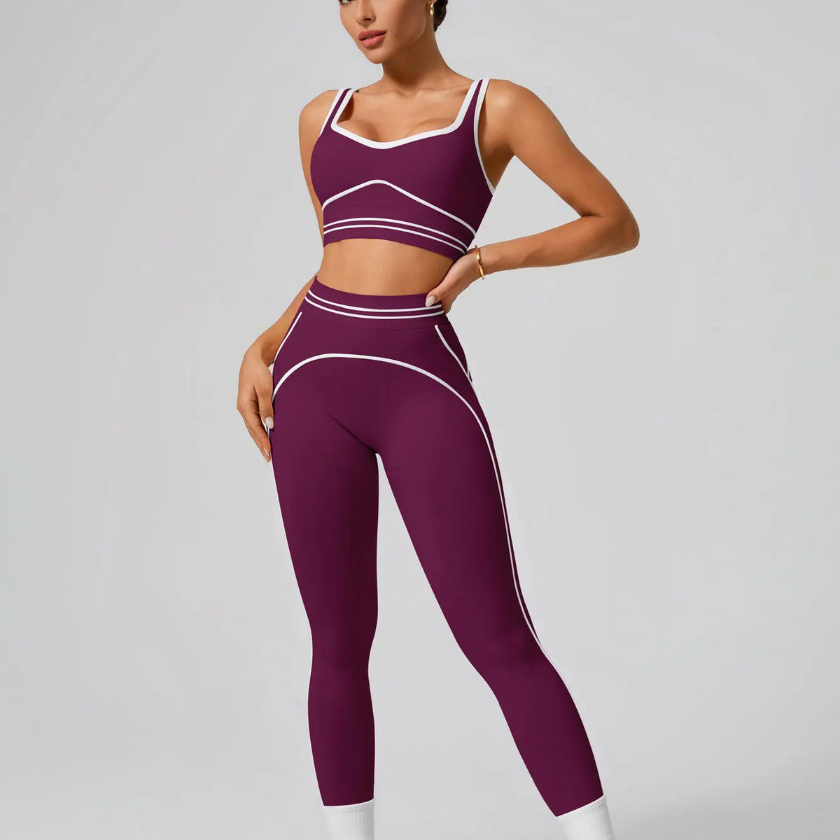 Women's Seamless Yoga Set - Sports Bra & High Waist Leggings Activewear for Gym Workout Fitness Exercise Stretch Athletic Outfit