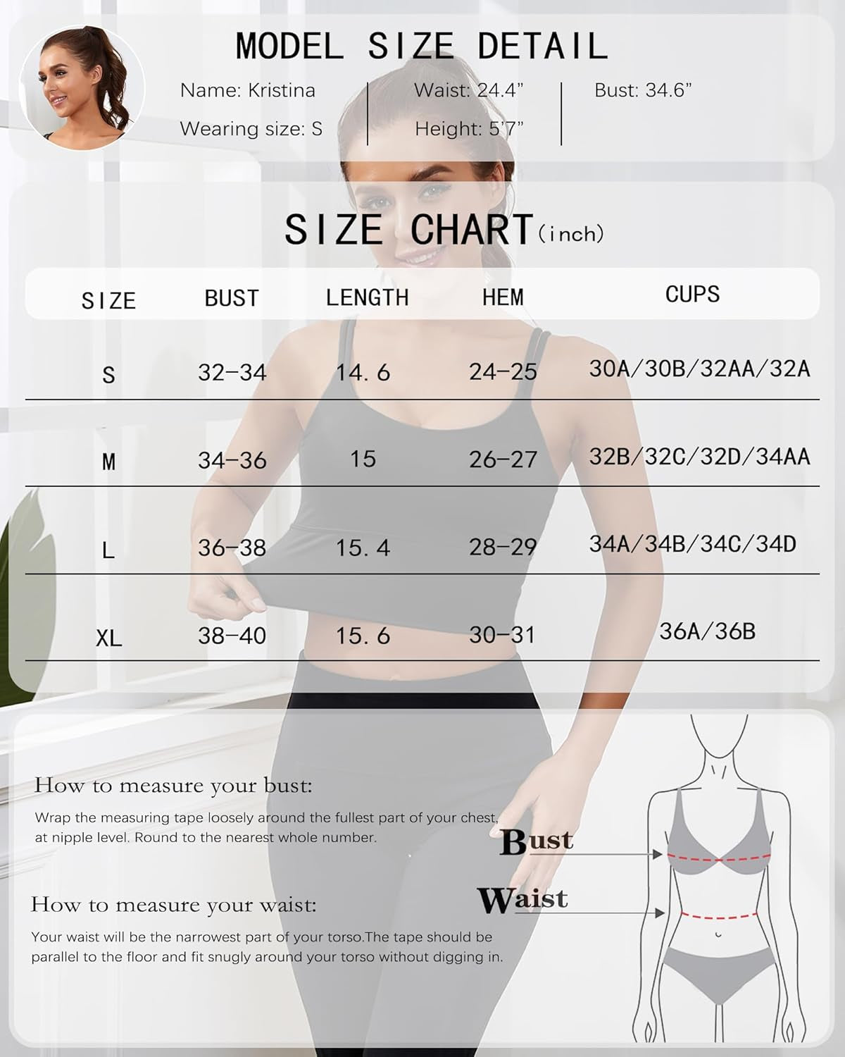 Sports Bras for Women High Support Longline Workout Tank Tops Built in Bra Strappy Yoga Padded Crop Top