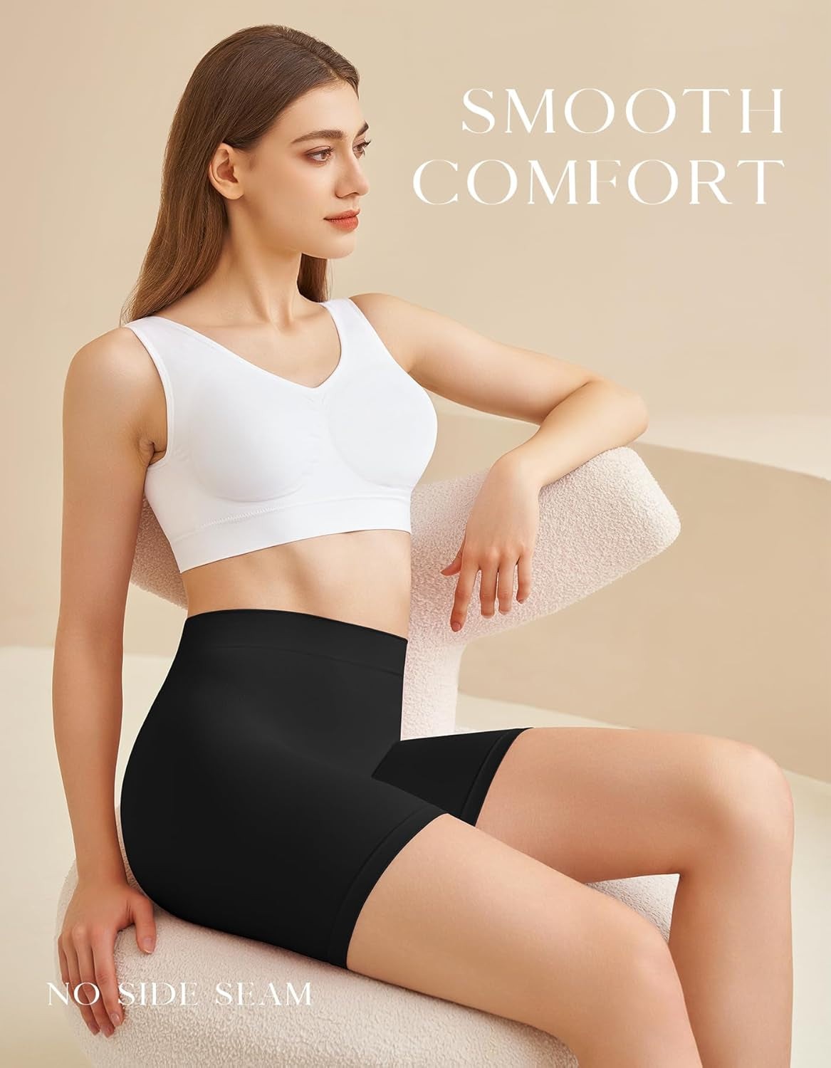Women'S Slip Shorts for under Dresses, Seamless Smooth Comfortable Stretch Yoga & Bike Shorts